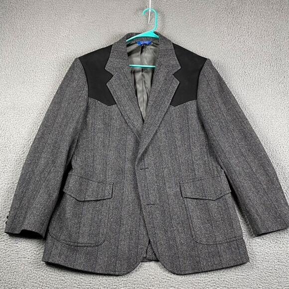 Vintage Pendleton Western Blazer jacket Men's 44 Long Herringbone Wool Patches - Picture 1 of 15